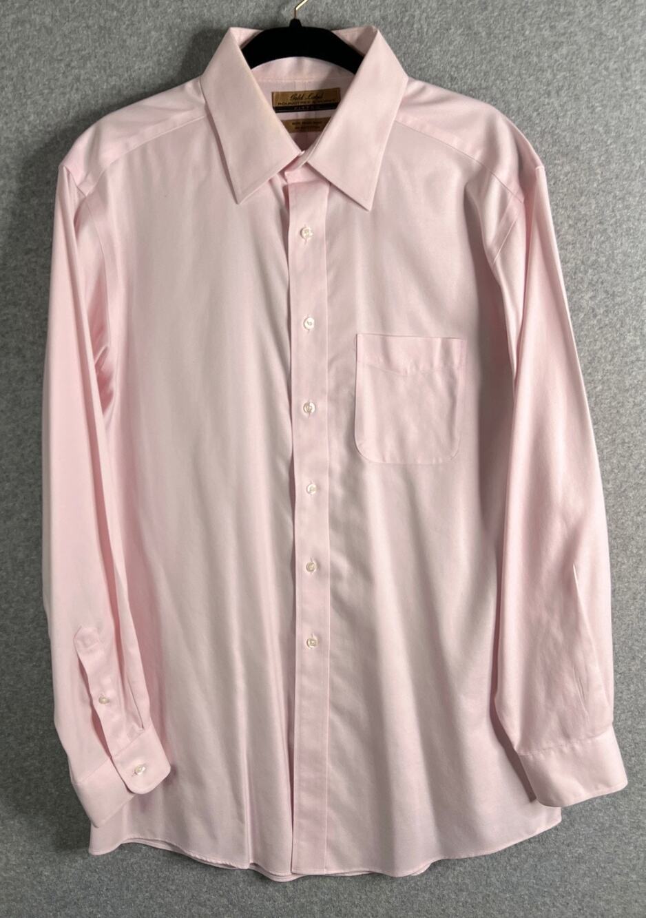 Roundtree Yorke Gold Label Pink Dress Shirt 16 -35 Fitted Non Iron Cotton